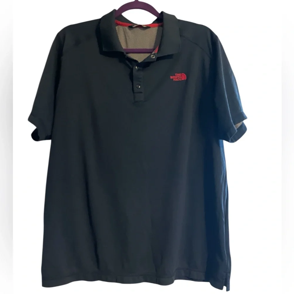 The North Face Navy Polo Shirt -‎ Moisture Wicking, Size Large, Red Logo